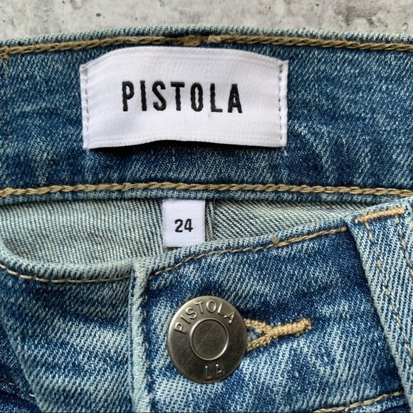 Pistola Izzy High Rise Slim Biker Bermuda Denim Short Size 24 - Picture 7 of 10